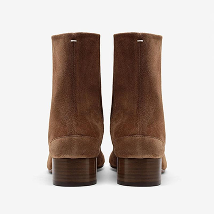 Suede Tabi Split-Toe Boots Cylindrical Heel - Arno Conti Shoe