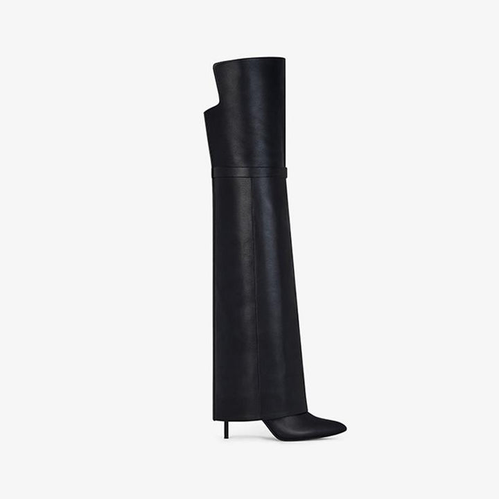 Elegant Black Calfskin Over-The-Knee Boots - Arno Conti Shoe