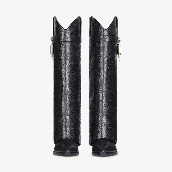 Sleek Black Cowhide High Boots - Arno Conti Shoe