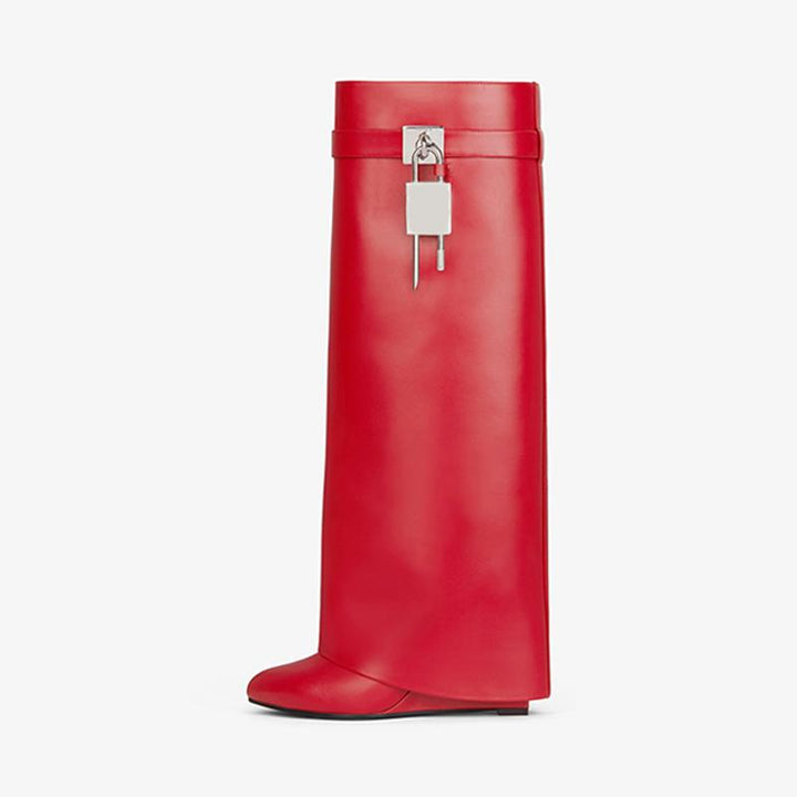 Polished Red Smooth Calfskin High Boots - Arno Conti Shoe