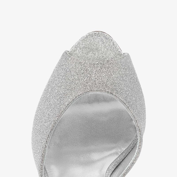 Silver Glitter Leather Stiletto - ARNO CONTI
