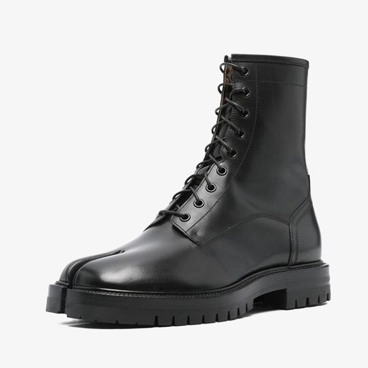 Black Tabi Ankle Boots Lace-Up Fastening - Arno Conti Shoe