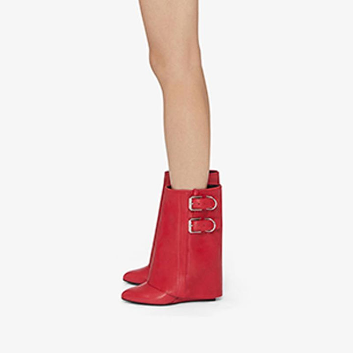 Bold Red Tumbled Calfskin Ankle Boots - Arno Conti Shoe
