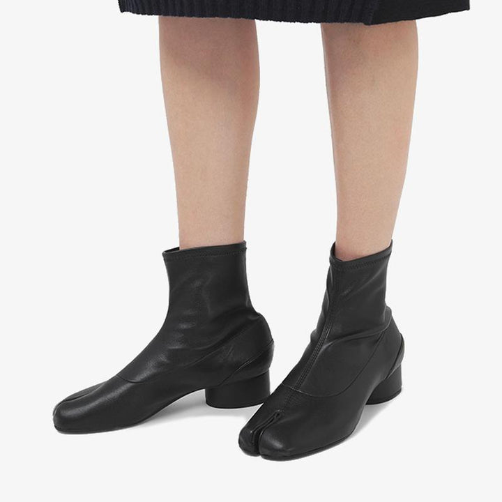 Faux Leather Sock-Style Split-toe Boots - Arno Conti Shoe