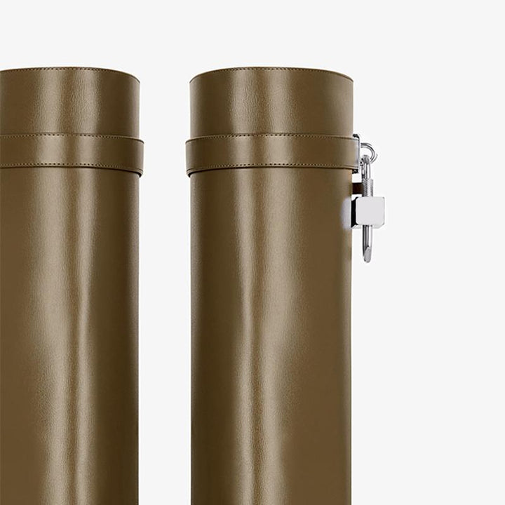 Chic Dark Khaki Calfskin High Boots - Arno Conti Shoe