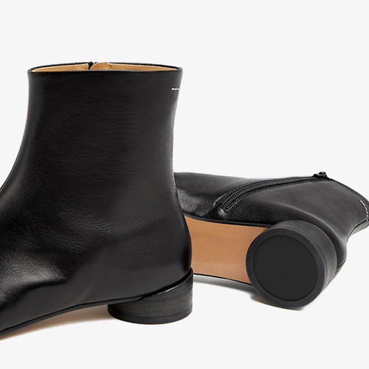 Calf Leather Ankle Boots with Curved Heel - Arno Conti Shoe