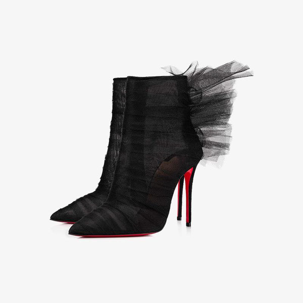 Black Tulle Boot with Winged Design - ARNO CONTI