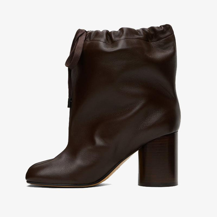 Brown Drawstring Split-Toe Boots Women's - Arno Conti Shoe