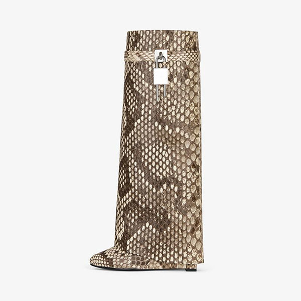 Multi-Color Python Leather High Boots - Arno Conti Shoe