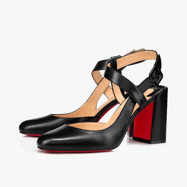 Black Pump with Crossed Straps 80mm - ARNO CONTI