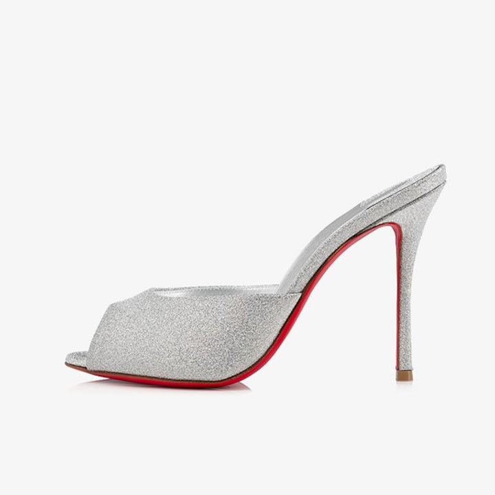 Silver Glitter Leather Stiletto - ARNO CONTI