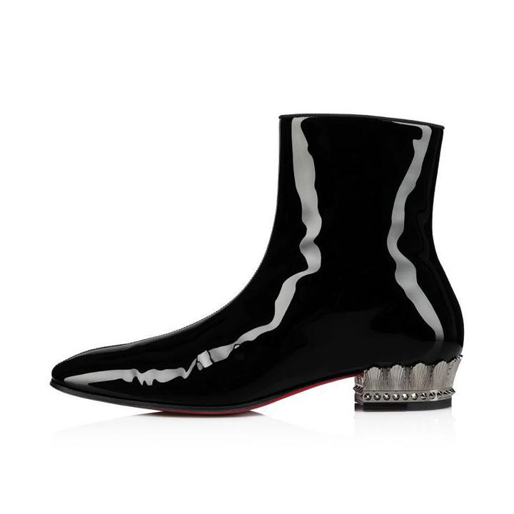 Black Patent Leather Spikes Boot - ARNO CONTI