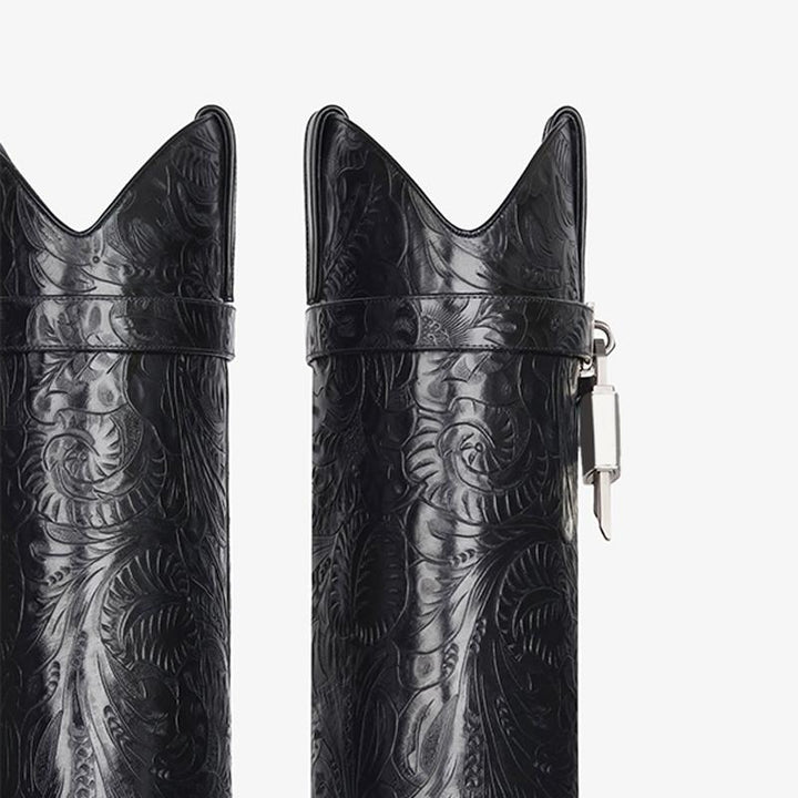 Sleek Black Cowhide High Boots - Arno Conti Shoe