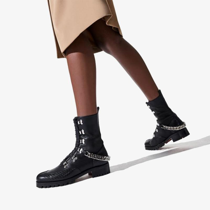 Military-Inspired Black Calfskin Boot - ARNO CONTI