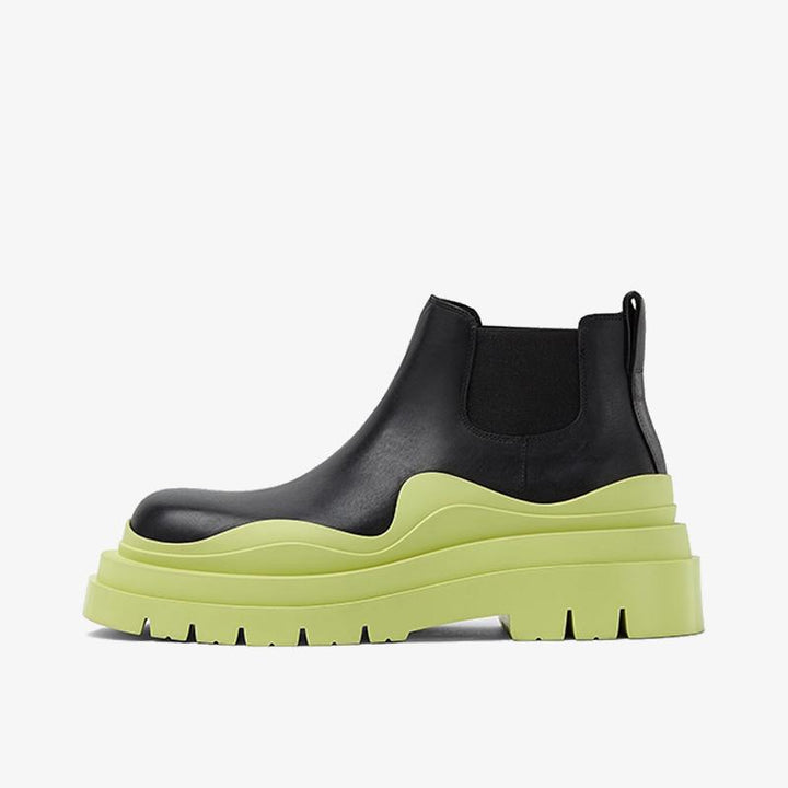 Black/Yellow Leather Chelsea Boots - Arno Conti Shoe