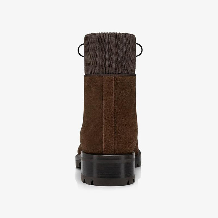 Brown Split Leather Hiking-Inspired Ankle Boot - ARNO CONTI