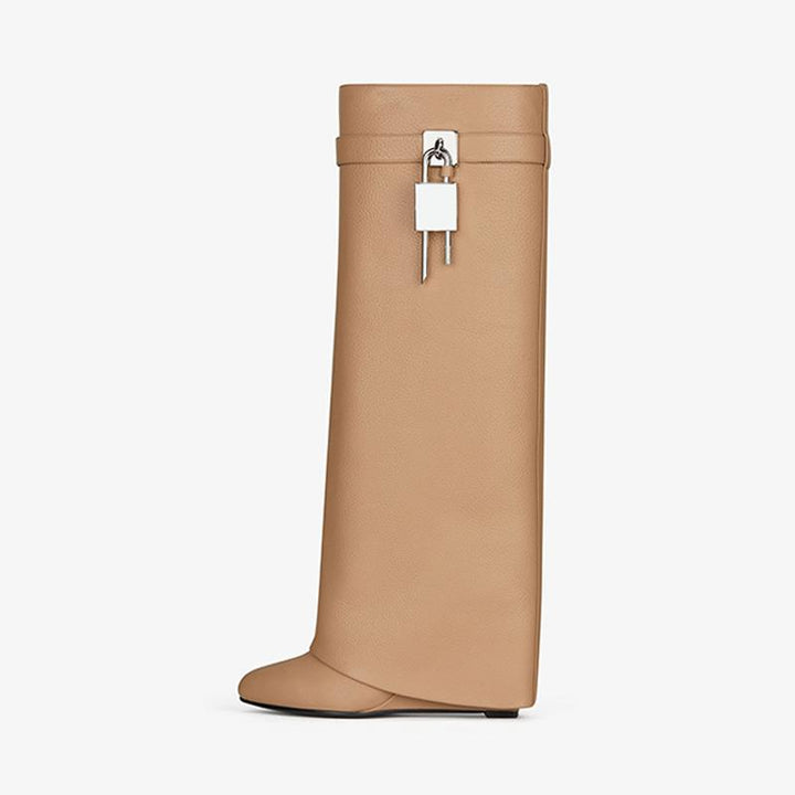 Sophisticated Beige Calfskin High Boots - Arno Conti Shoe