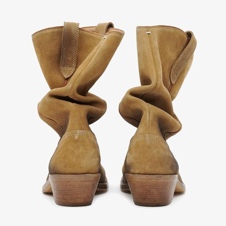 Light Brown Suede Split-toe Boots Women's - Arno Conti Shoe