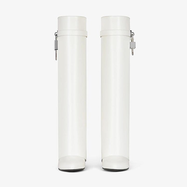 Refined Ivory Calfskin High Boots - Arno Conti Shoe