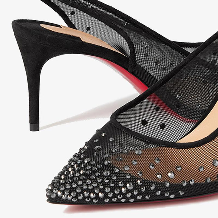 Crystal-Embellished Slingback Heel - ARNO CONTI