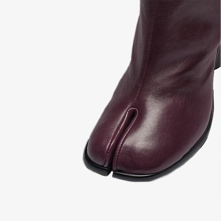 Vintage Leather Split-toe Knee-High Boots - Arno Conti Shoe