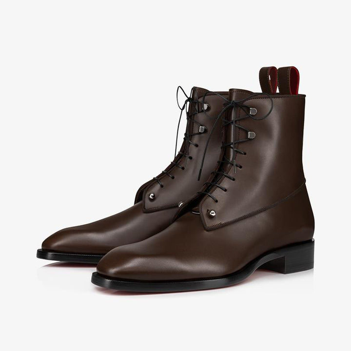 Brown Calf Leather Boot with Grosgrain Trim and Removable Piercing - ARNO CONTI