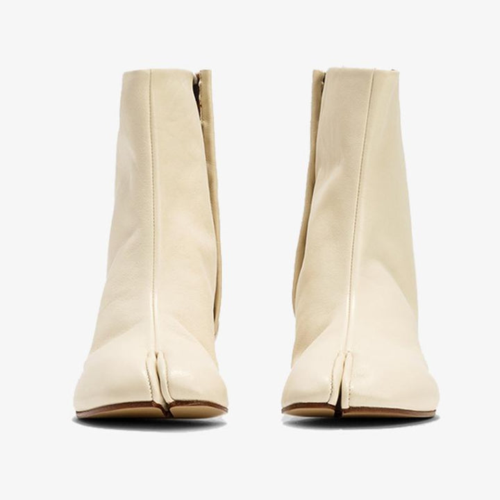 Off-White Calf Leather Tabi Ankle Boots - Arno Conti Shoe