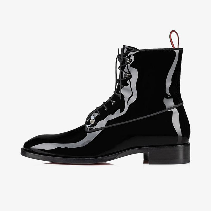 Black Patent Leather Lace-Up Boot - ARNO CONTI