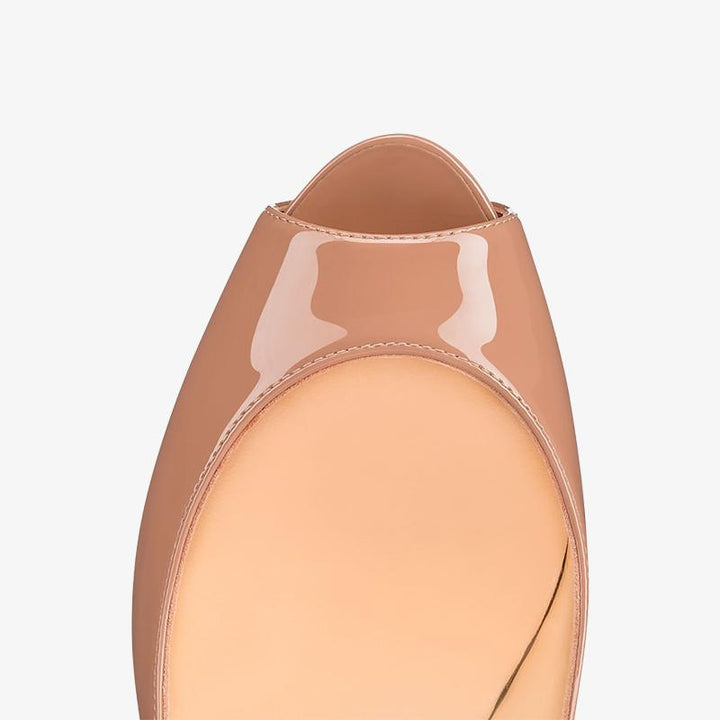 Nude Patent Leather Peep-Toe Pump - ARNO CONTI