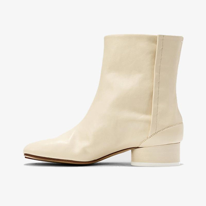 Off-White Calf Leather Tabi Ankle Boots - Arno Conti Shoe