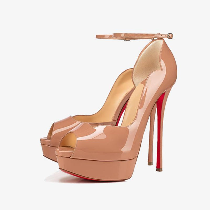 Beige Blush Patent Leather Heels 140mm - ARNO CONTI