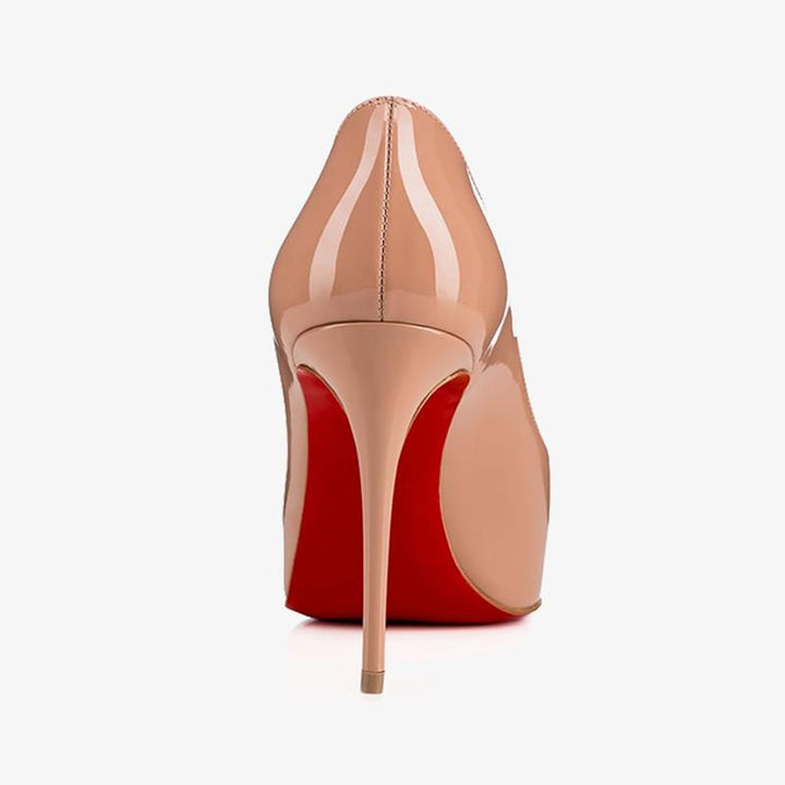 Nude Patent Leather Peep-Toe Pump - ARNO CONTI