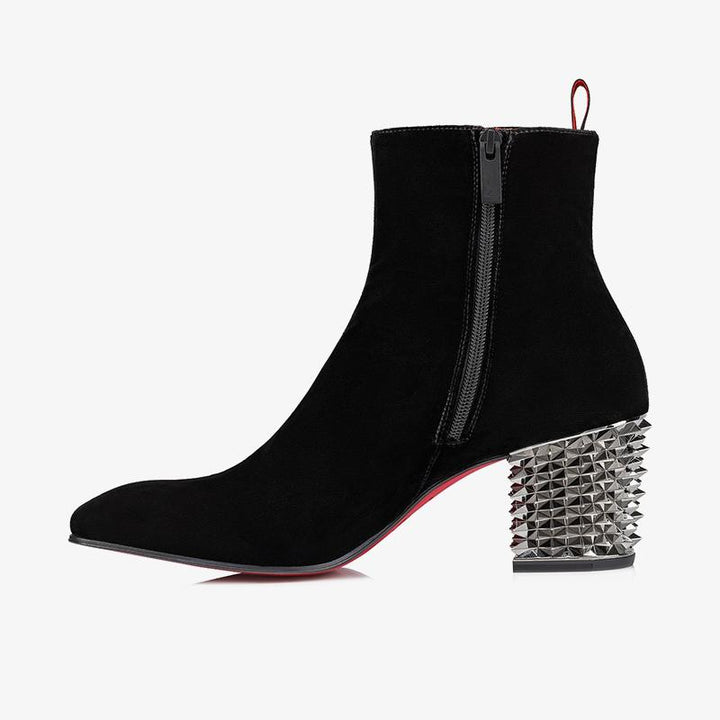 Black Velvet Ankle Boot with Spiked Heel - ARNO CONTI