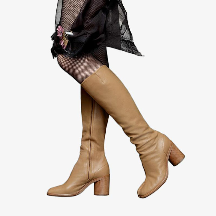 Vintage Soft Leather Split-Toe Knee-High Boots - Arno Conti Shoe