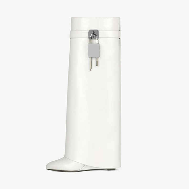 Refined Ivory Calfskin High Boots - Arno Conti Shoe