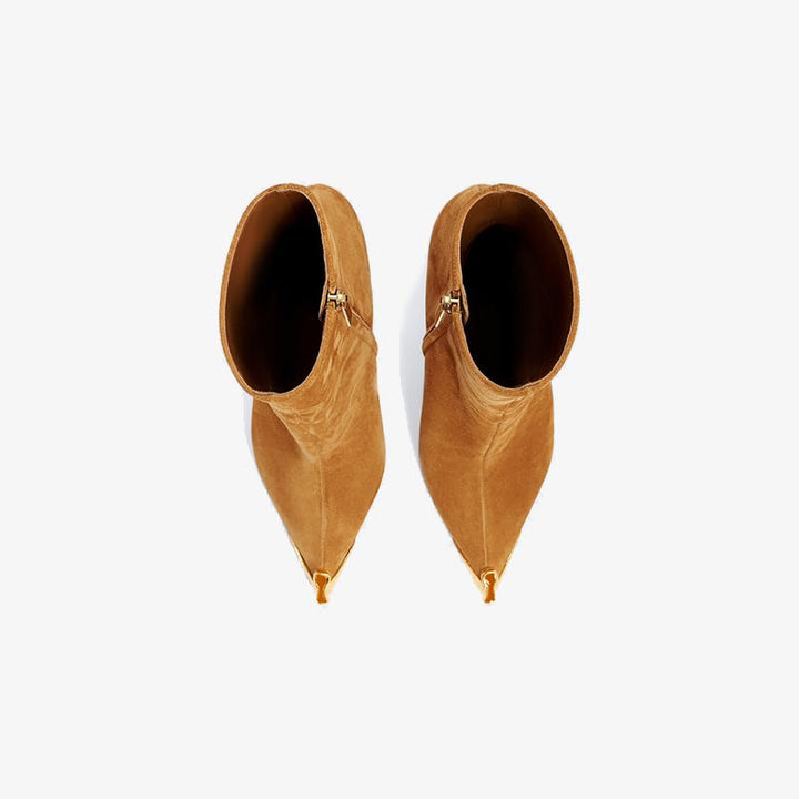 Suede Ankle Boots with Gold Toe Cap - Arno Conti Shoe