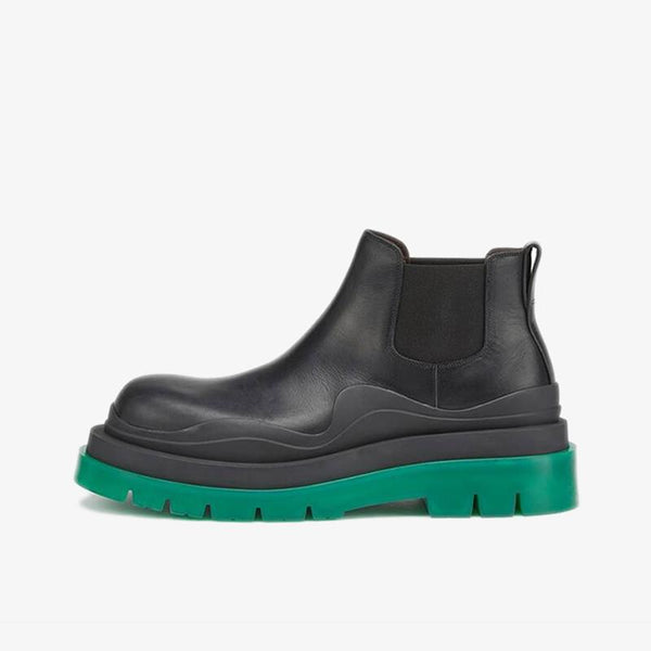Black/Green Cropped Chelsea Boots - Arno Conti Shoe