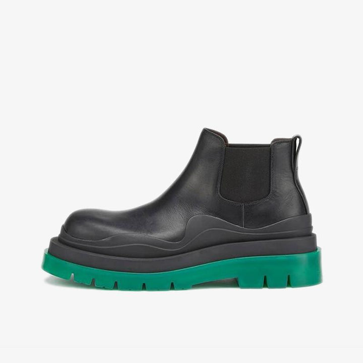 Black/Green Cropped Chelsea Boots - Arno Conti Shoe