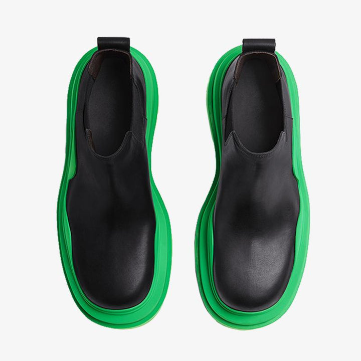 Black/Green Cropped Chelsea Boots - Arno Conti Shoe