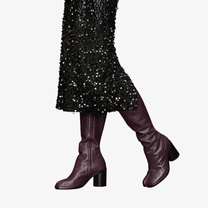 Vintage Leather Split-toe Knee-High Boots - Arno Conti Shoe