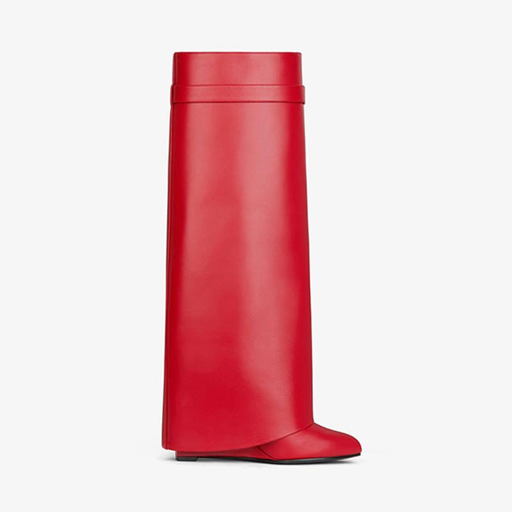 Polished Red Smooth Calfskin High Boots - Arno Conti Shoe