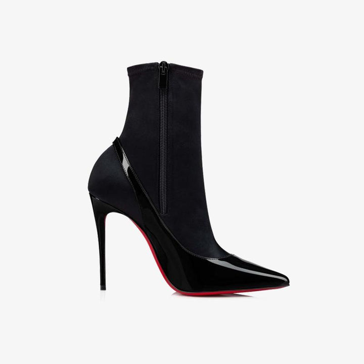 Black Strass Buckle Patent Ankle Boot - ARNO CONTI