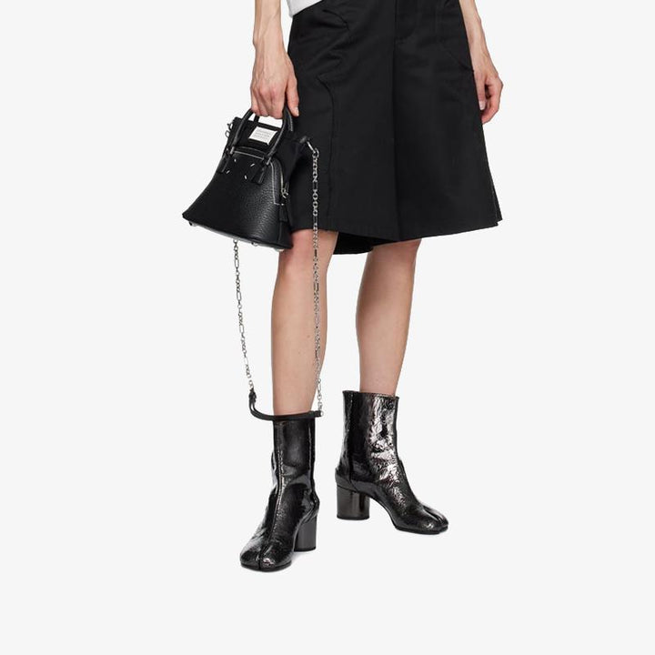 Dark Grey Crinkled Leather Ankle Boots - Arno Conti Shoe