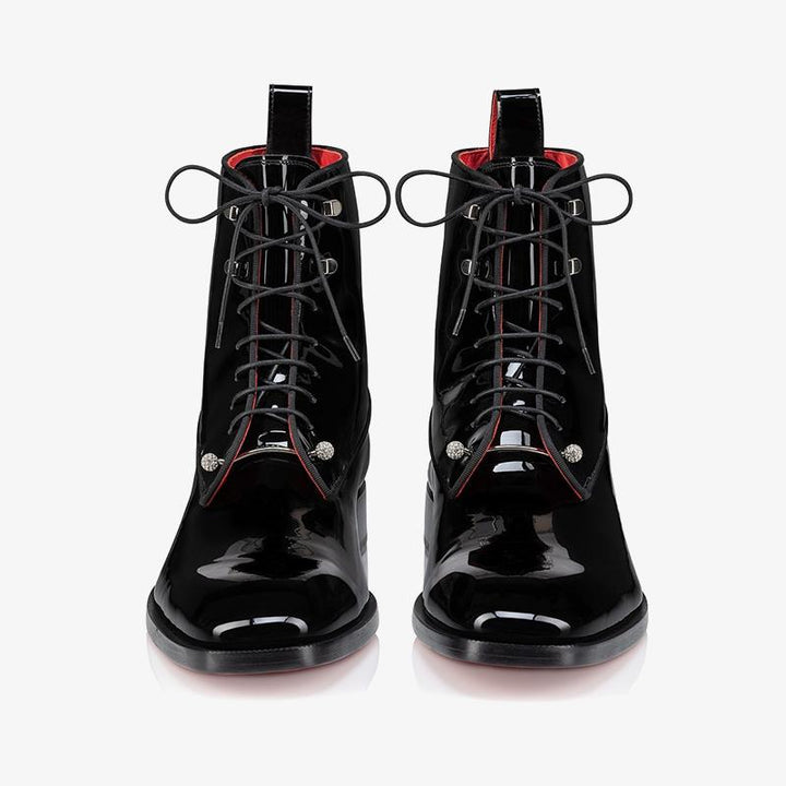 Black Patent Leather Lace-Up Boot - ARNO CONTI